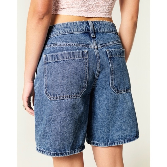 Sz 8 Hollister Co Curvy Low-Rise Baggy Jort In Medium Wash NWT - Picture 5 of 6